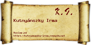 Kutnyánszky Irma névjegykártya