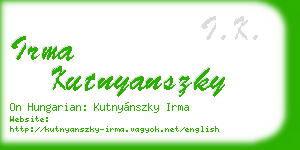irma kutnyanszky business card