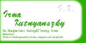 irma kutnyanszky business card